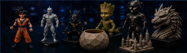 Action figures e peças 3D prontas